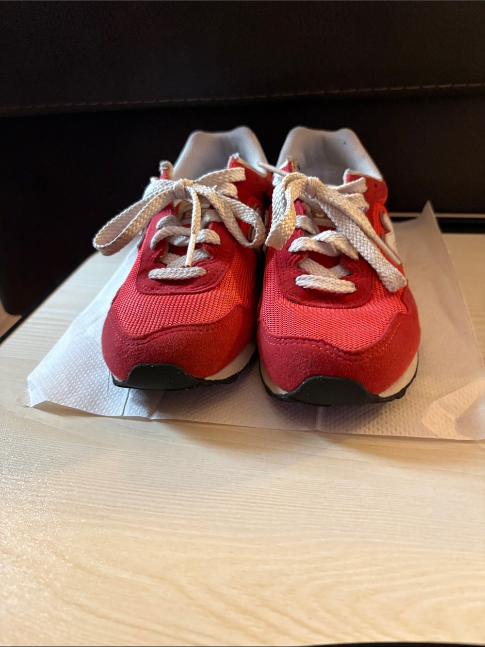 New Balance Red Kids' Sneakers with White Laces